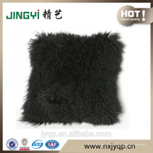 Venta al por mayor Tibetan Mongolian Lamb Fur Cushion Black